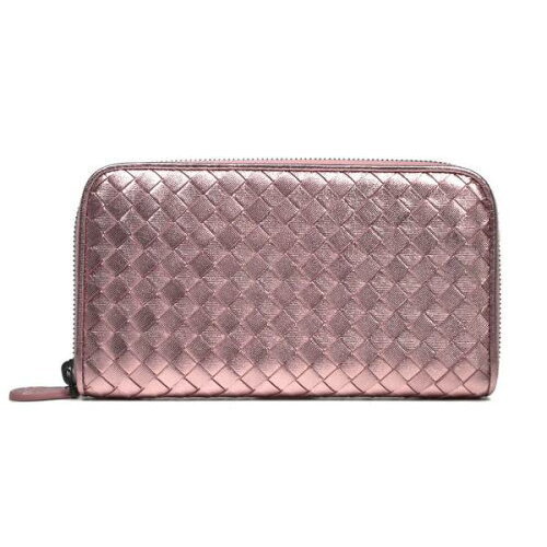 Bottega Veneta Long Wallet Metallic Pink Bottega Veneta